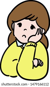Young woman, thinking, worries, in need, anxiety