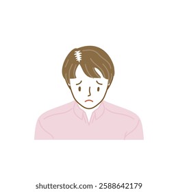A young woman with thinning hair and a thinning part seen from the front (top view)