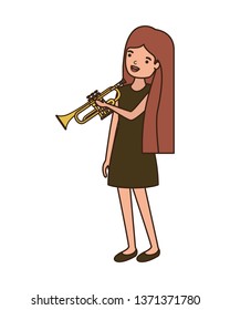 young woman with trumpet character