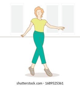 Young woman trying to dance ballet