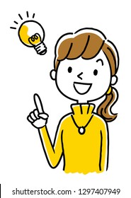 A young woman with a turtleneck: Ideas, come up with