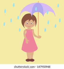 Young woman with umbrella in rainy day