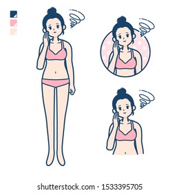 A young woman in a underwear with be troubled images.
It's vector art so it's easy to edit.

