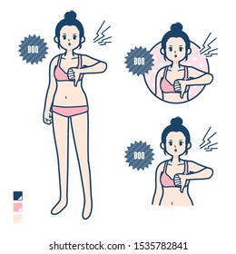 A young woman in a underwear with Booing images.
It's vector art so it's easy to edit.

