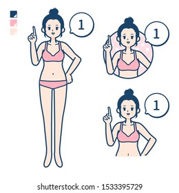 A young woman in a underwear with Counting as 1 images.
It's vector art so it's easy to edit.


