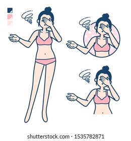 A young woman in a underwear with Discouraged head images.
It's vector art so it's easy to edit.

