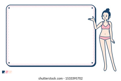 A young woman in a underwear with Frame board guide image.
It's vector art so it's easy to edit.

