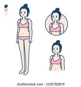 A young woman in a underwear with Looking sideways images.
It's vector art so it's easy to edit.

