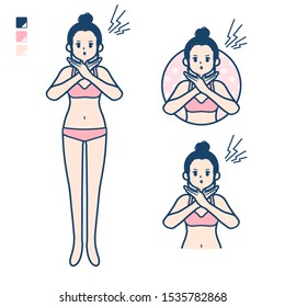 A young woman in a underwear with Making a Cross with arms images.
It's vector art so it's easy to edit.

