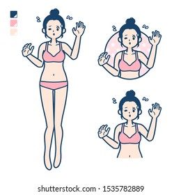 A young woman in a underwear with panic images.
It's vector art so it's easy to edit.

