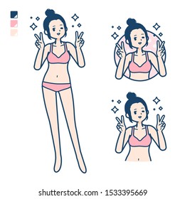 A young woman in a underwear with Peace sign images.
It's vector art so it's easy to edit.


