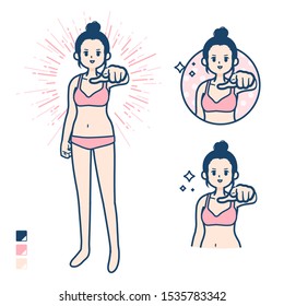 A young woman in a underwear with Pointing to the front images.
It's vector art so it's easy to edit.

