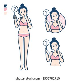 A young woman in a underwear with Put out a question panel image.
It's vector art so it's easy to edit.