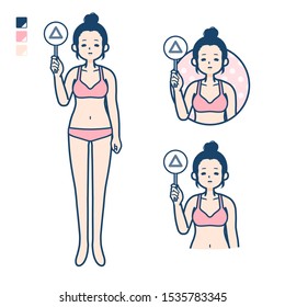 A young woman in a underwear with Put out a Triangle panel image.
It's vector art so it's easy to edit.


