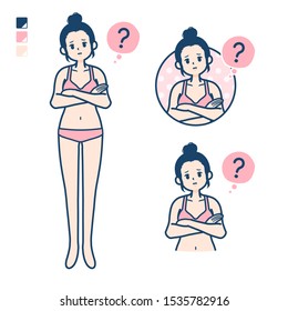 A young woman in a underwear with Question images.
It's vector art so it's easy to edit.

