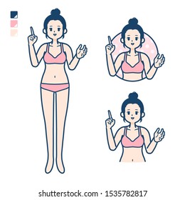 A young woman in a underwear with speaking image.
It's vector art so it's easy to edit.

