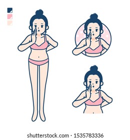A young woman in a underwear with Whispering images.
It's vector art so it's easy to edit.

