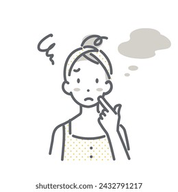 young woman unhappy with her skin condition