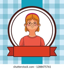 young woman upperbody cartoon