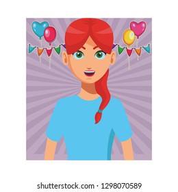 young woman upperbody cartoon