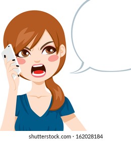 Young Woman Upset Screaming Angry In A Phone Call Conversation