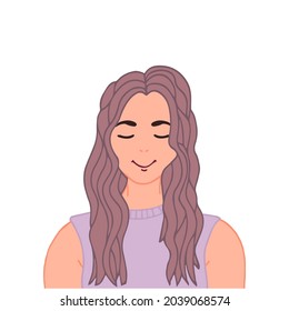 Young woman user avatar. Flat stock vector illustration.