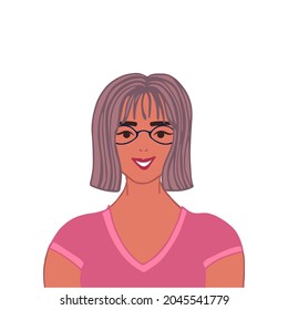 Young woman user avatar. Flat stock vector illustration.