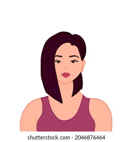 Young woman user avatar. Flat stock vector illustration.