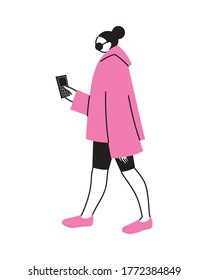 young woman using an electronic device vector illustration design