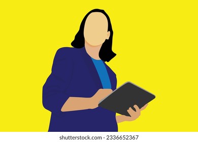Young woman using laptop computer for working and surfing Internet .