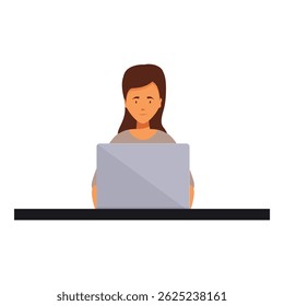 Jovem mulher está usando um computador portátil enquanto trabalha em seu escritório doméstico