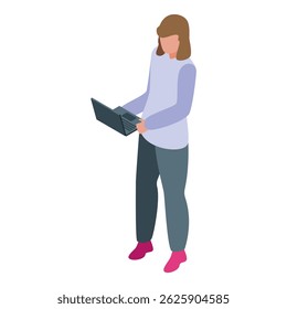 Young woman using laptop, working remotely, smart working and new business trends