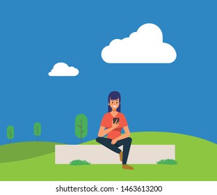 Young woman using mobile phone to chatting on social media.