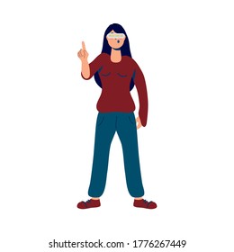 young woman using reality virtual tech vector illustration design