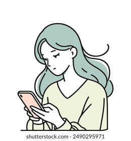 Young Woman Using Smartphone Illustration