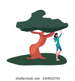 young woman using smartphone vector ilustration
