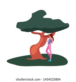young woman using smartphone vector ilustration