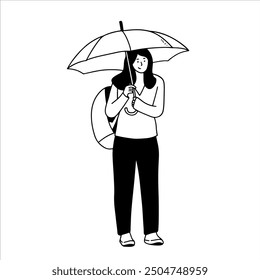 A young woman using umbrella