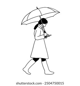 Young woman using umbrella in rainy day