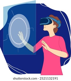 a young woman using virtual reality technology in her daily life