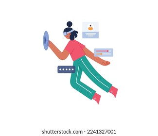 Young woman using visual reality