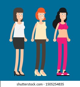 Young woman. Vector flat style cartoon illustration