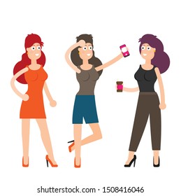 Young woman. Vector flat style cartoon illustration