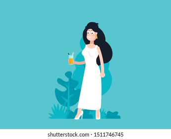 Young woman. Vector flat style cartoon illustration