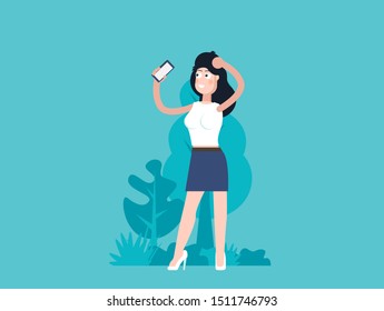 Young woman. Vector flat style cartoon illustration