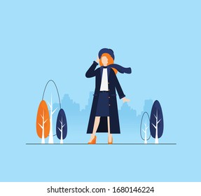 Young woman. Vector flat style cartoon illustration