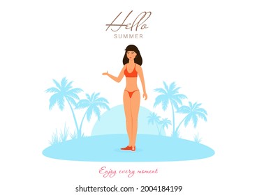Young woman. Vector flat style cartoon illustration