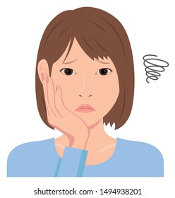 Young woman vector illustration (upper body) / depression, annoying, troubled, disappointed