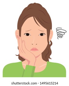 Young woman vector illustration (upper body) / depression, annoying, troubled, disappointed