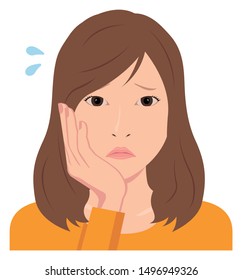 Young woman vector illustration (upper body) / depression, annoying, troubled, disappointed